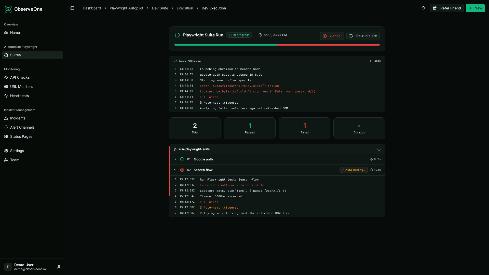 ObserveOne — Tests that fix themselves
