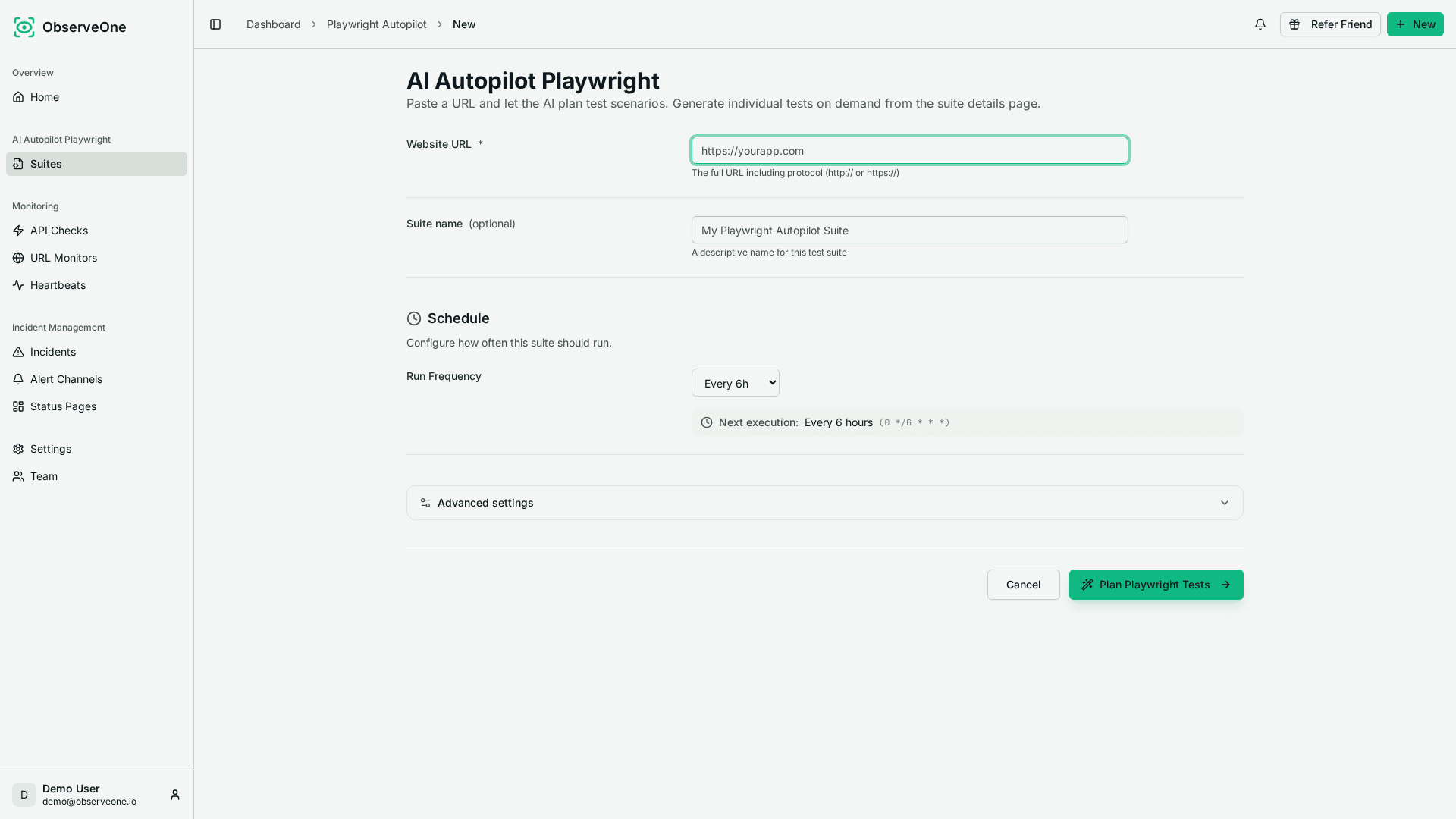 ObserveOne — Paste a URL, get a test suite