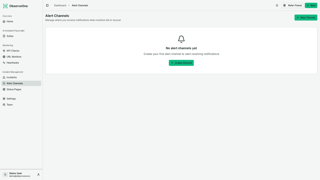 ObserveOne — Alert channels